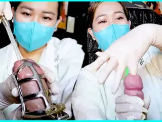 2 Sadistic Nurses Finger Sounding Slave