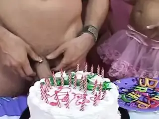 Birthday surprise with two hot blonde sluts