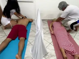 I Fuck The Beautiful Masseuse Next To My Wife While They Give Her A Massage - Couple Massage Salon