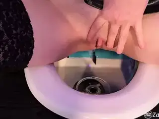 Toilet slaves punished with a whip