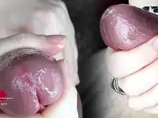 A horny cock treatment. Close-up of the orgasm control.