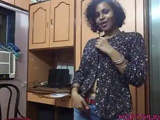 Big Boobs Tamil Indian Maid Horny Lily In Bathroom Changing Bra and Fingering Pussy in Panties