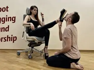 Heels Sucking and Foot Gagging Female Domination