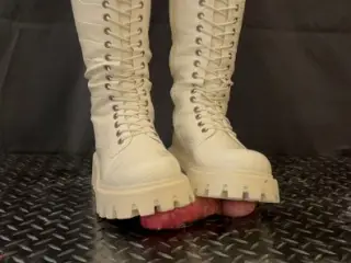 Dangerous Cock Trample, White and Black Combat Boots with TamyStarly - Bootjob, Ballbusting, CBT, Trampling, Cock Crush