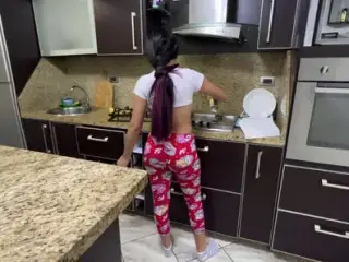 My 18 Year Old Maid Cooking, What A Delicious View ?? I Love To See Her Big Ass