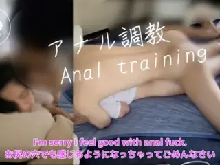 (#19)Japanese wife is anal fucked by husband. I'm sorry dad, cock in my asshole. Creampie. English subtitles