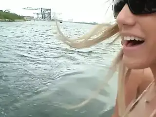 Pussy teasing on the boat