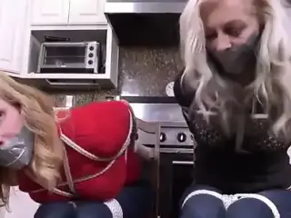Two MILFs Duct Tape Gagged in Boots Bondage