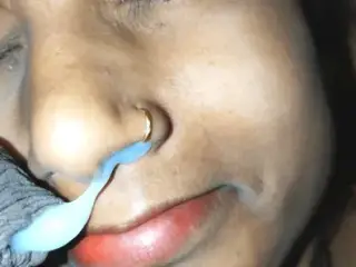 Cum in side nose and mouth 👄
