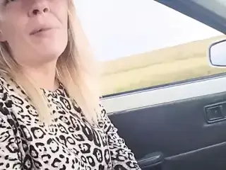 Cute Blonde Sucking and Licking My Dick Head Until I Cream Her Mouth While Driving