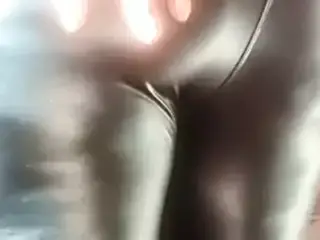 Big Ass Ebony Tease in tight black leather pants