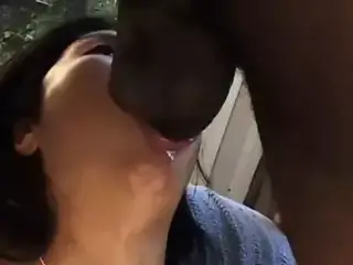 Asian babe deepthroats a huge black cock before banging