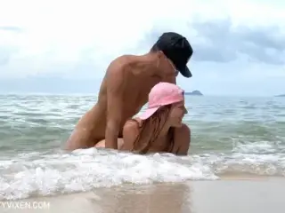 Hot & risky sex in the sea waves on the beach - My Naughty Vixen