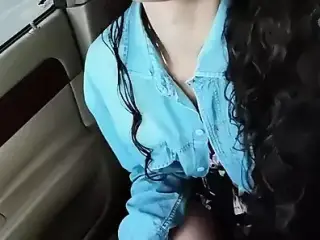 In the taxi. I do a video call show on the highway to one of my followers. I got so excited that I fucked the taxi drive