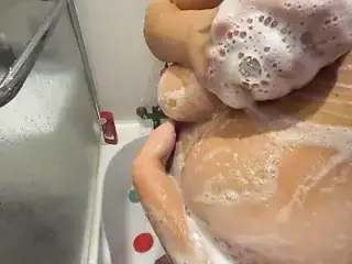 Hot amateur tits fuck in shower. POV close up titsjob from my beauty sexy stepsister with perfect natural boobs. Cum on tits