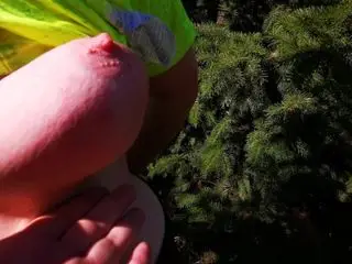 Hard tit slapping at the Christmas tree sale