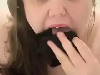 Chubby slut pisses panties and puts in mouth humiliation