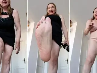 Giantess busty granny MariaOld shows stepgrandson naked body and sexy outfit. POV