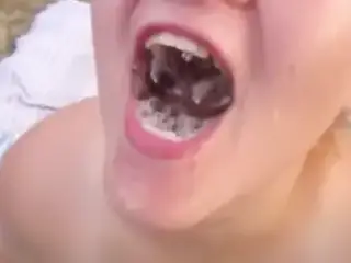 Pissing In This Cum Whore’s Mouth In Public – Nasty Bitch