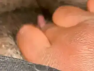 Rubbing my big clit to a throbbing orgasm