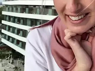In Mallorca fingered to orgasm public on the hotel balcony