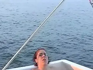 Amazing lesbian threesome on the boat