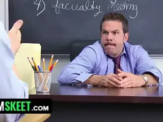 Slutty Teen Nicole Ferrera Sucks Teacher Under The Desk