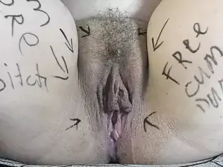 Cheating cum dump wife showing her cum filled pussy after breeding gangbang - Milky Mari