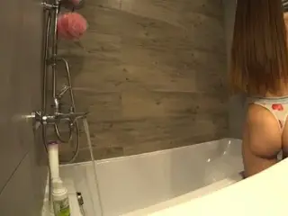 Cheating. Husband To Work And Wife Fucks In The Bathroom With A Friend. Anal Home