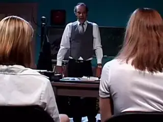 Naughty schoolgirls eat pussy in classroom during detention