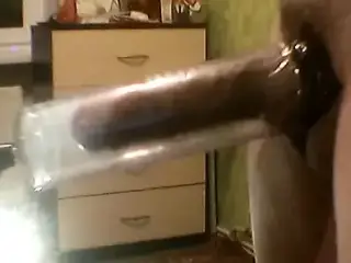 Big dick pumped up in a vacuum pump