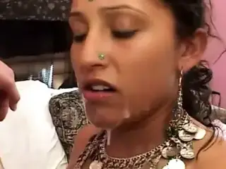 Nice round tits Indian slut gets fucked on couch