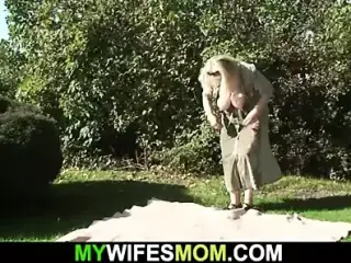 Wife caught her step mom and husband fucking outside