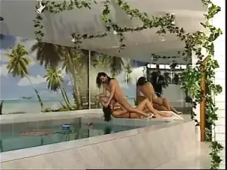 Hot wild sex party by the swimming pool